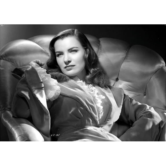 Ella Raines on a Ruffled Dress sitting Photo Print (8 x 10)