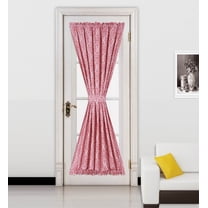 (Ella) Red-White 1 Mix Color Geometric French Door Foam Backing Insulated Thermal Blackout Rod Pocket Curtain Panel With Tieback 55"W X 72"L 
