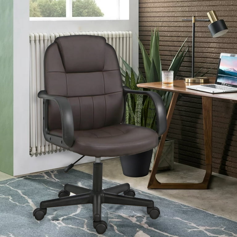 Ella Rhae Mid Back 2 Motor Massage Office Chair Brown