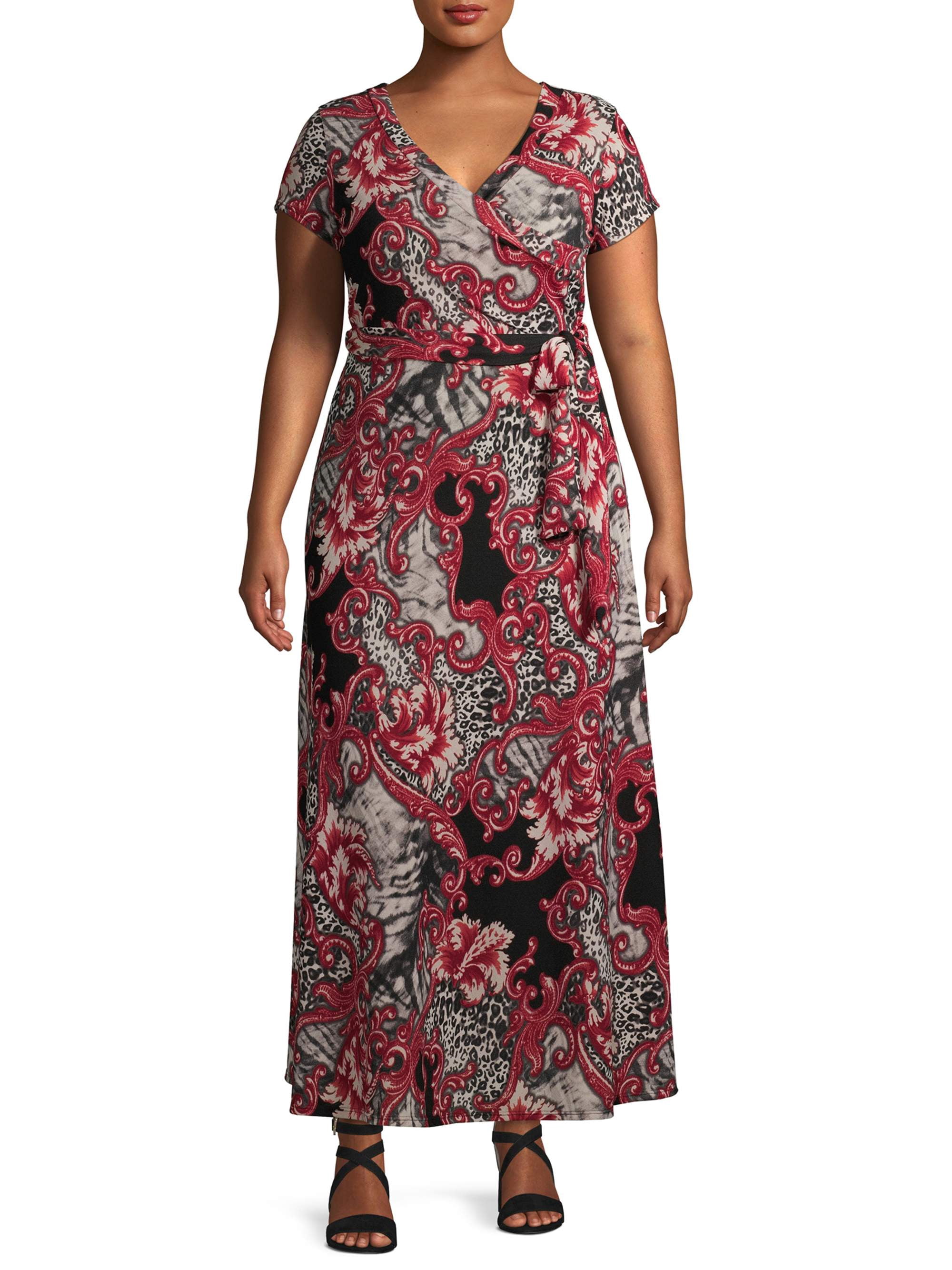 ella samani women's plus size short sleeve maxi wrap dress Wholesale Plus Size Short Sleeve Maxi Wrap Dress - Black for your store