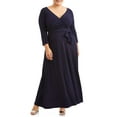 thumbnail image 1 of Ella Samani Plus Size Wrap Dress with ¾-Sleeves, 1 of 2