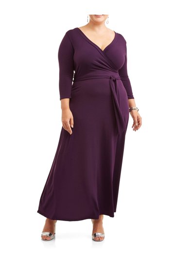 chinese dress ladies Mrskoala Women Plus Size Long Maxi Wrap Dresses Summer Sundress V-Neck 3/4  Sleeve Black M at Amazon Women's Clothing store