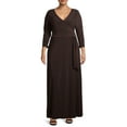 thumbnail image 1 of Ella Samani Plus Size Wrap Dress with ¾-Sleeves, 1 of 6