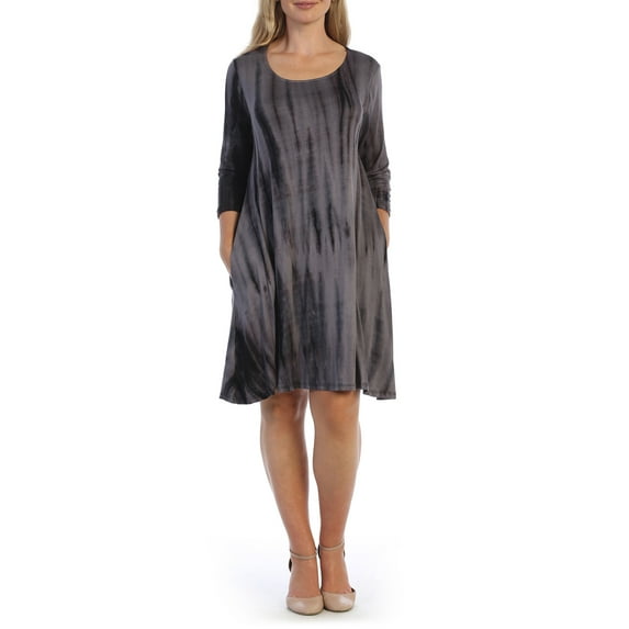 Ella Samani Women's Plus Size 3/4 Sleeve T-shirt Dress with Pockets on the Side.