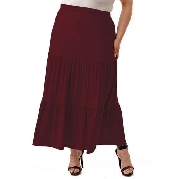 Ella Samani Women's Plus Size 3 Tiered Maxi Skirt.