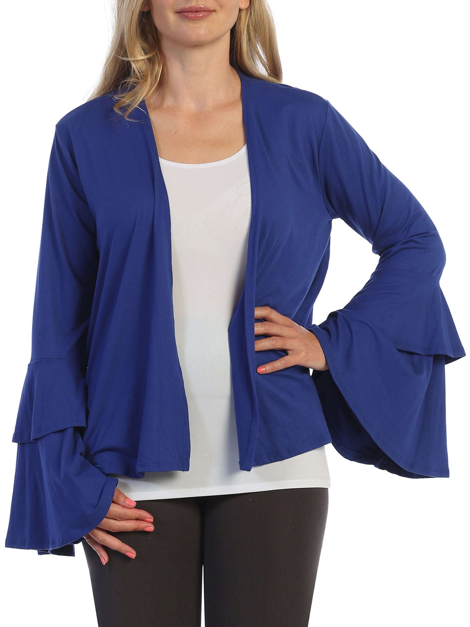Ella Samani Women's Plus Size Double Layer Sleeve Open-Front Cardigan