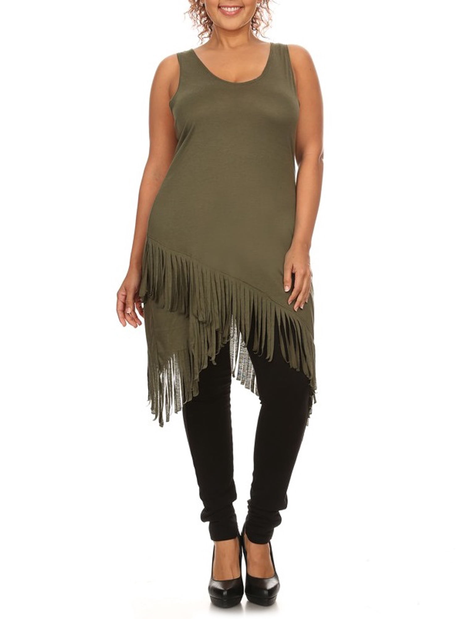 Ella Samani Women's Plus Size Fringe Hemline Dress