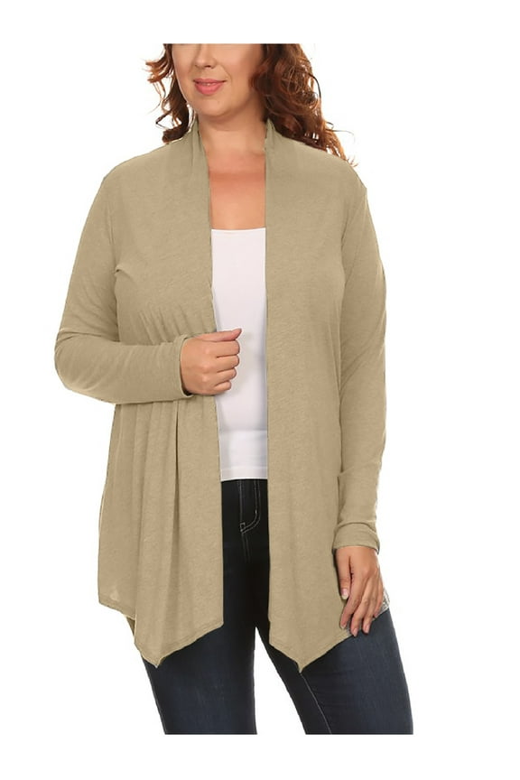 Women's Plus Size Open-Front Drape Cardigan