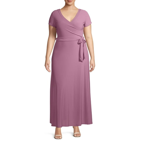 Ella Samani Women's Plus Size Short Sleeve Maxi Wrap Dress