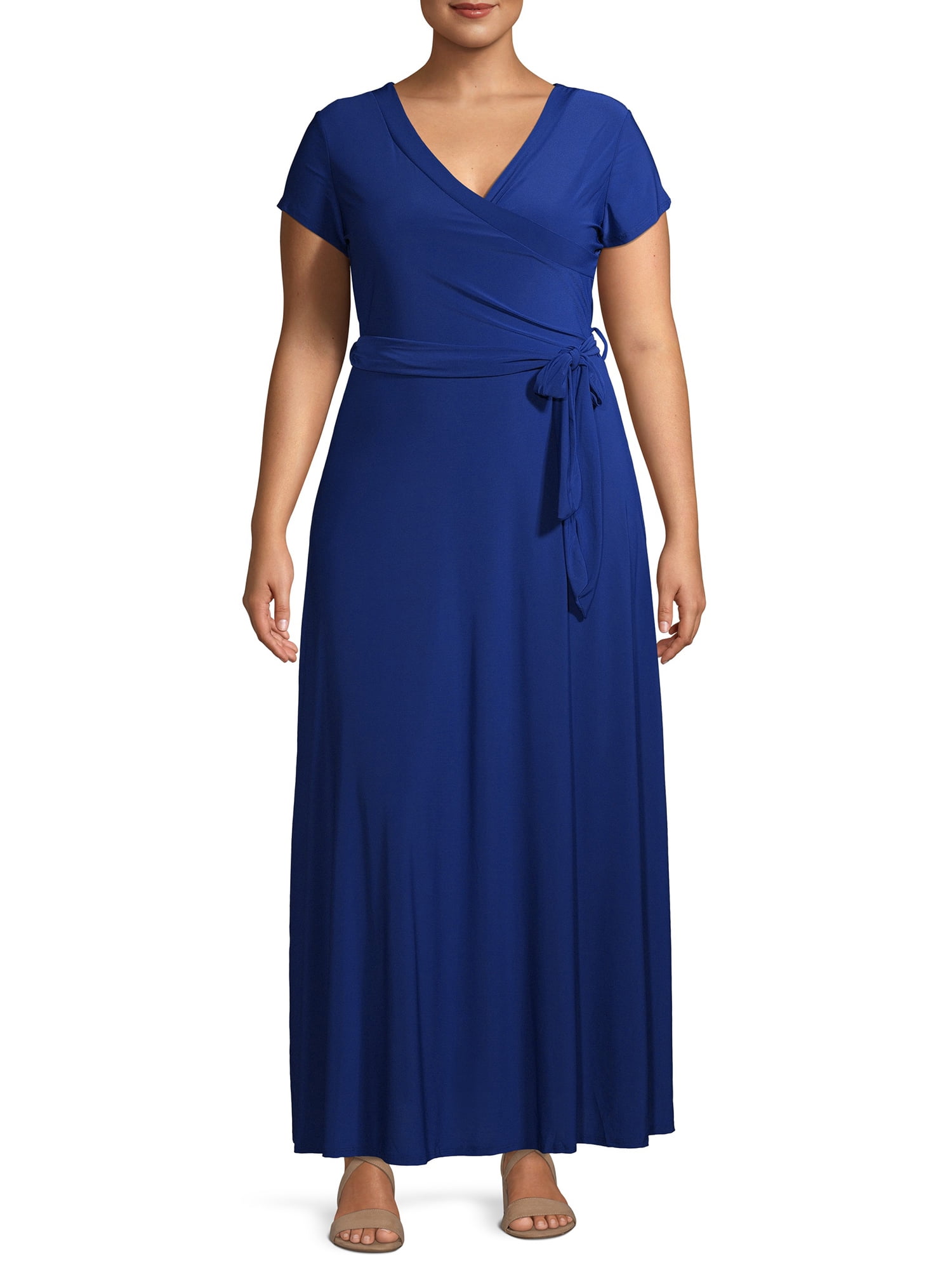 Ella Samani Women's Plus Size Short Sleeve Maxi Wrap Dress