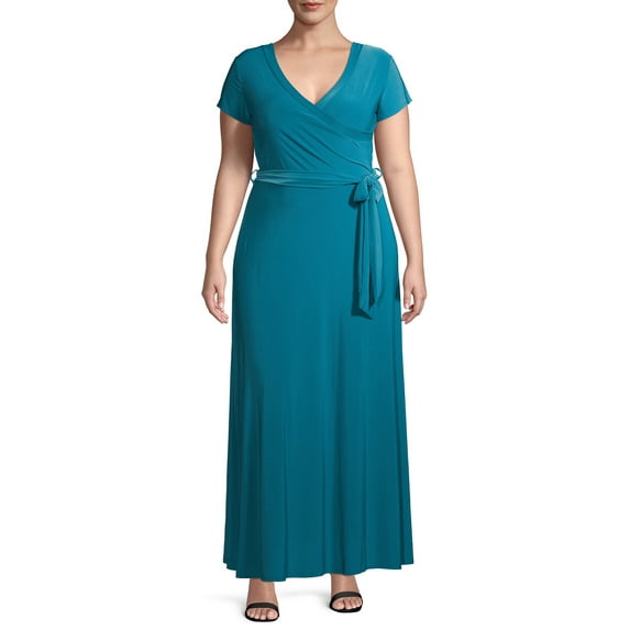 Ella Samani Women's Plus Size Short Sleeve Maxi Wrap Dress