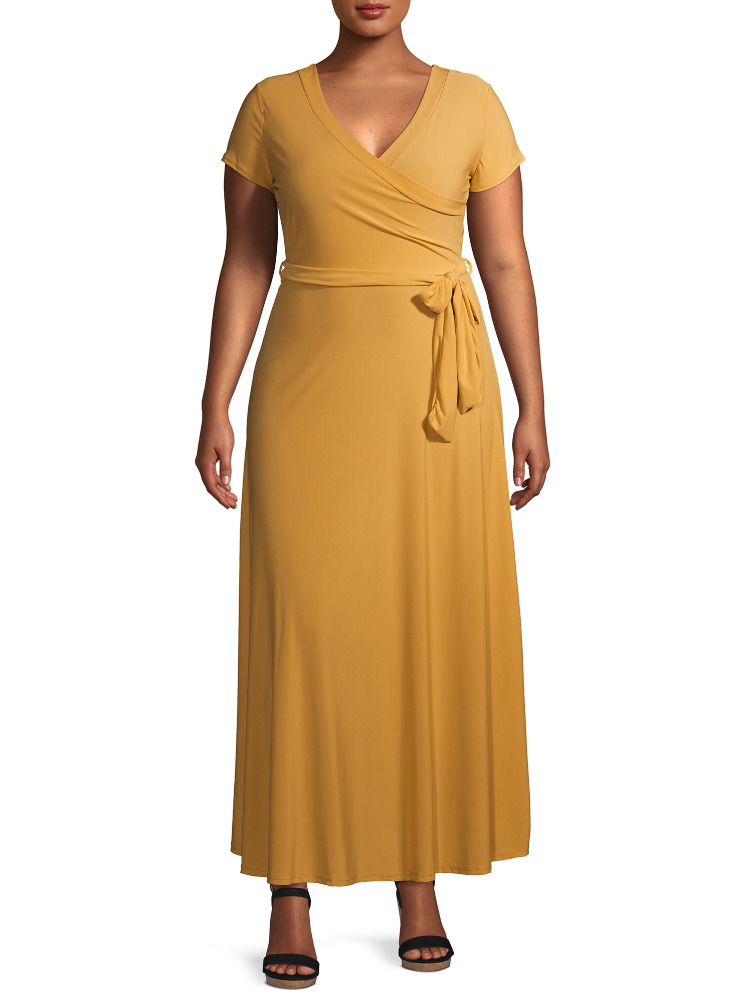 ella samani women's plus size maxi wrap dress Wholesale Plus Size Short Sleeve Maxi Wrap Dress - Black for your store