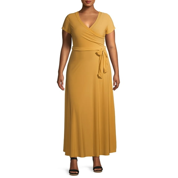 Ella Samani Women's Plus Size Short Sleeve Maxi Wrap Dress