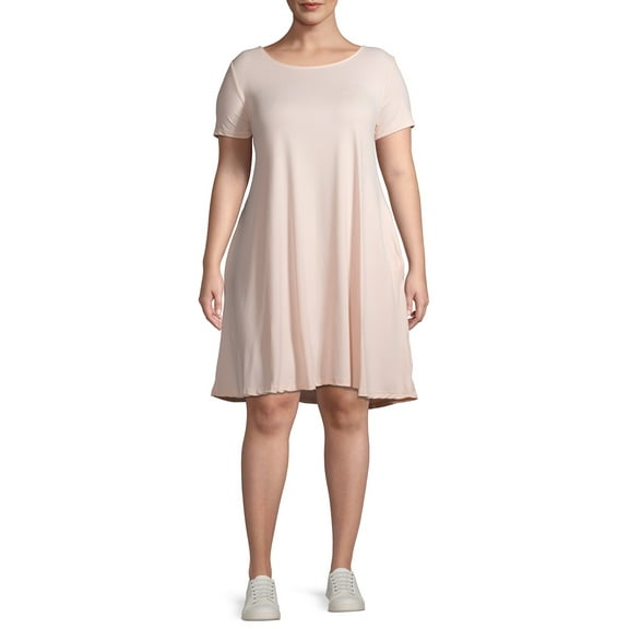 Ella Samani Women's Plus Size Short Sleeve T-shirt Dress with Pockets