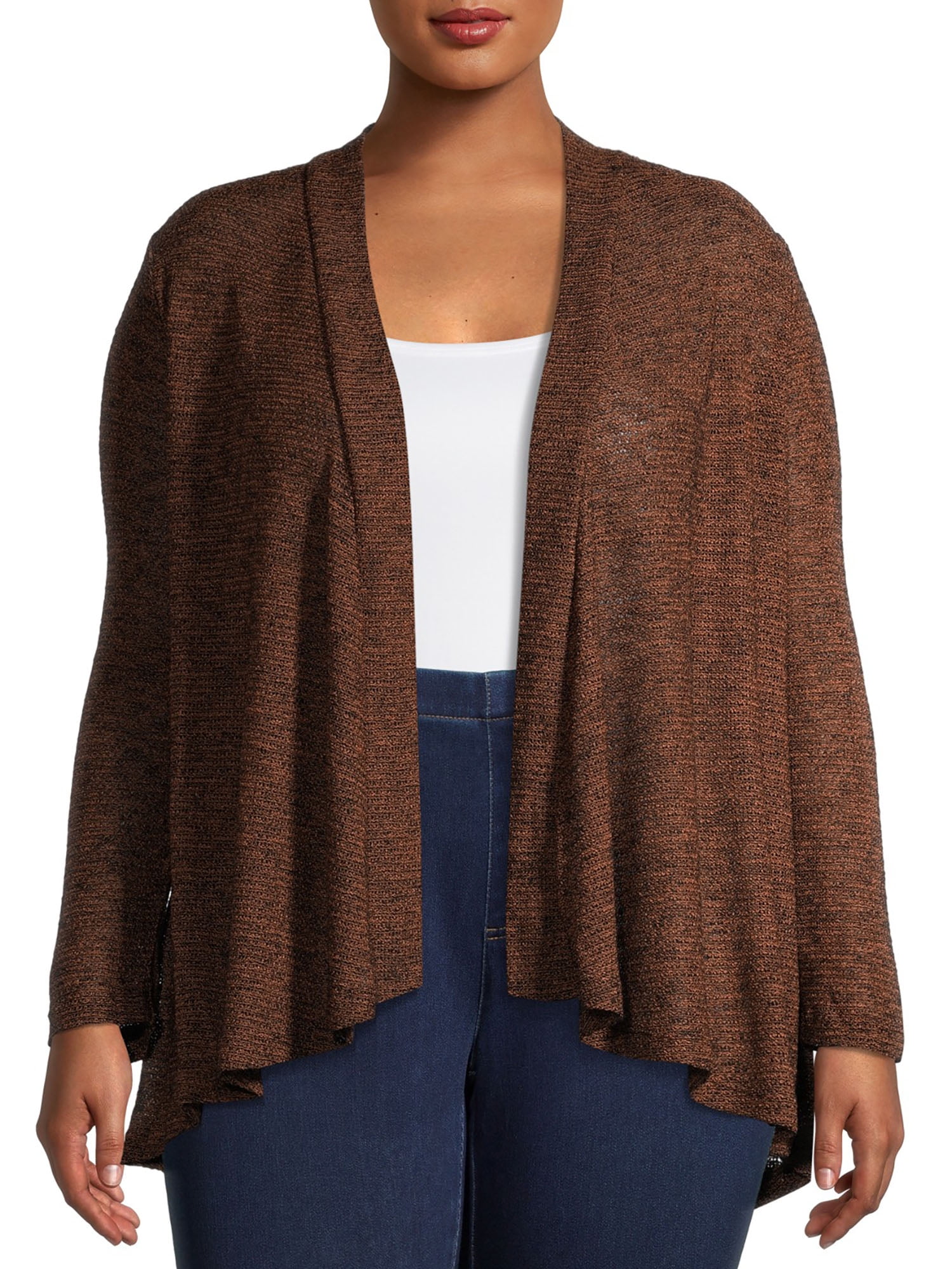 Ella Samani Women's Plus Size Textured Open-Front Cardigan