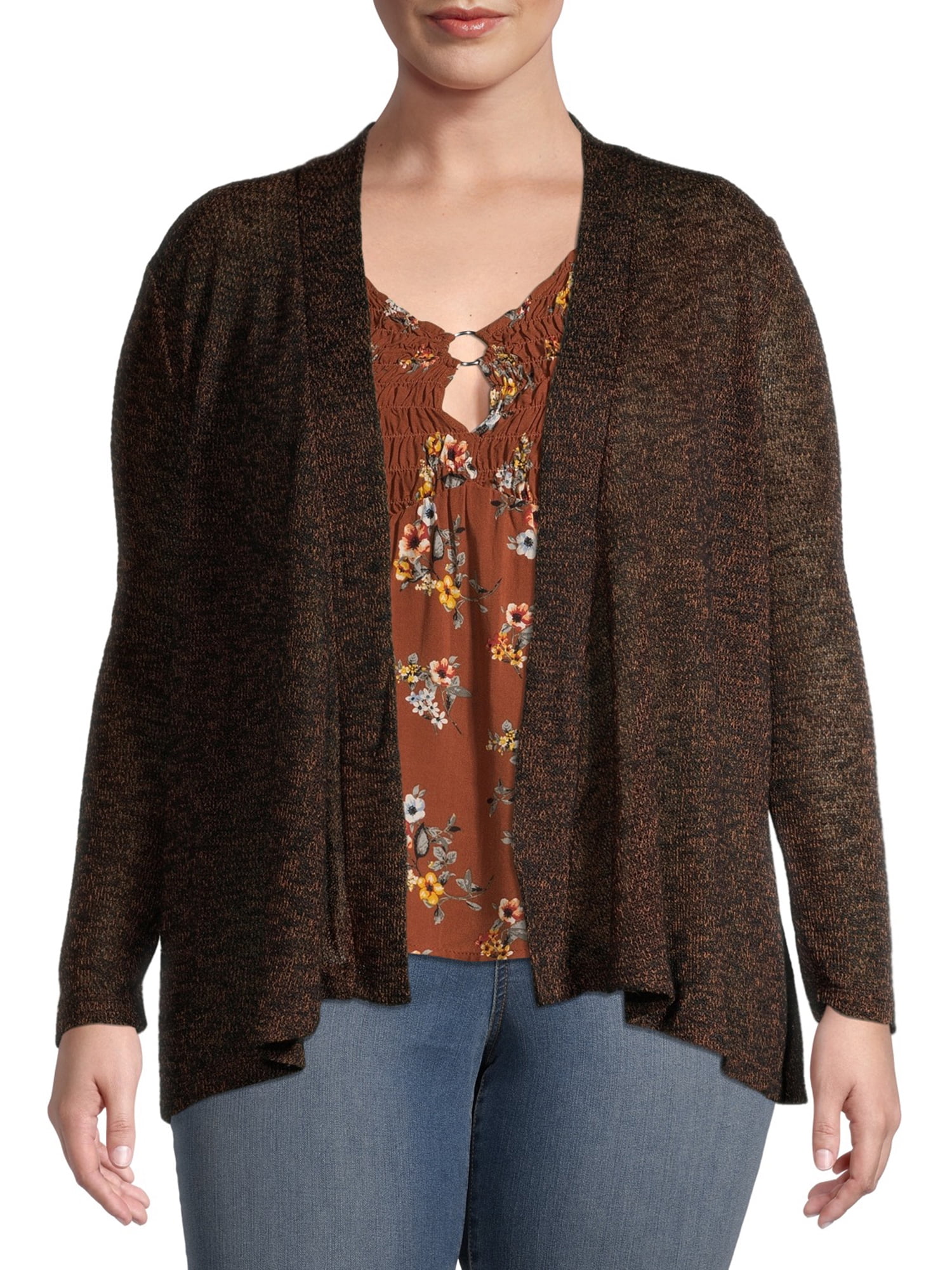 Ella Samani Women's Plus Size Textured Open-Front Cardigan