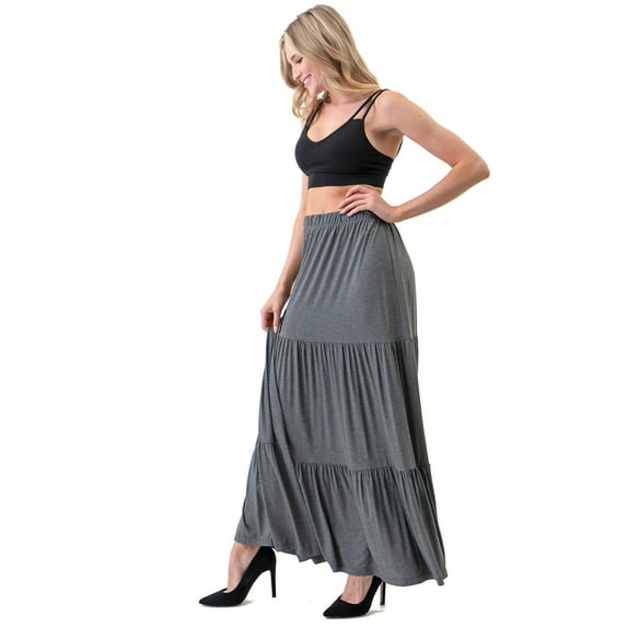 Ella Samani Women's Plus Size Tiered Maxi Skirt