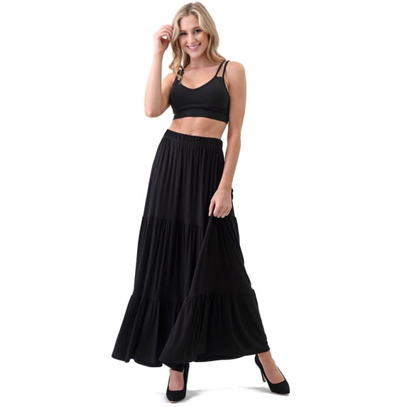 Ella Samani Women's Plus Size Tiered Maxi Skirt