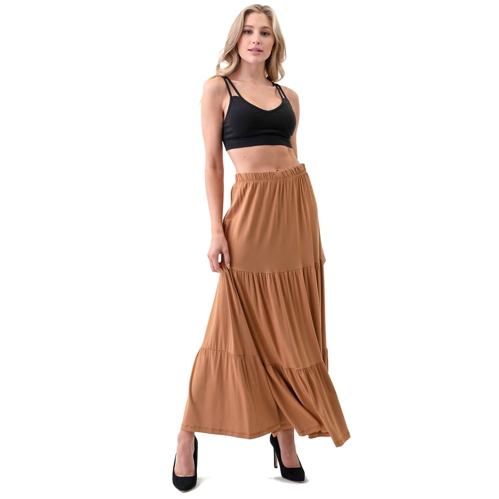 Ella Samani Women's Plus Size Tiered Maxi Skirt