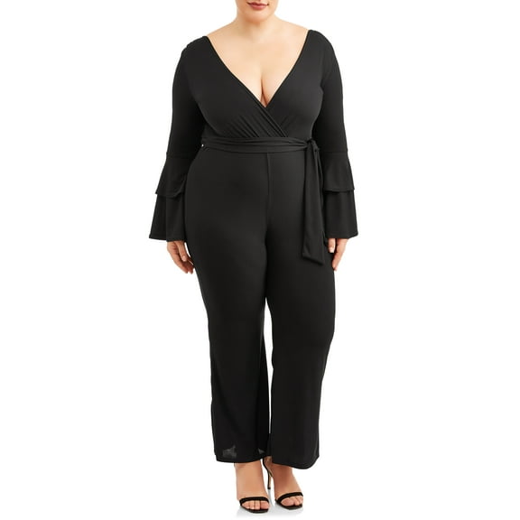 Ella Samani Women's Plus Size Tiered Ruffle Sleeve Jumpsuit