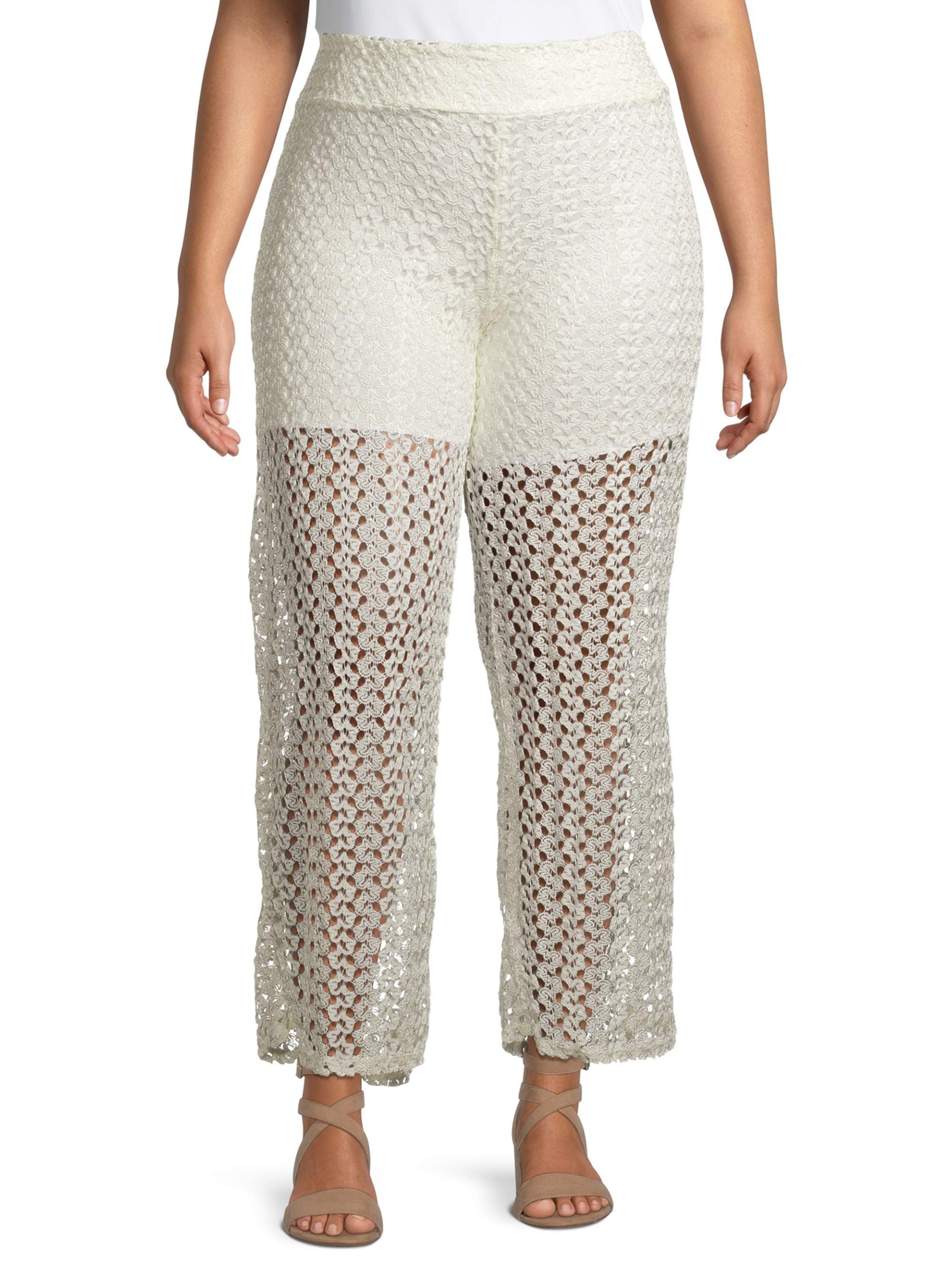 Ella Samani Women's Plus Size Wide Leg Lined Lace Pants