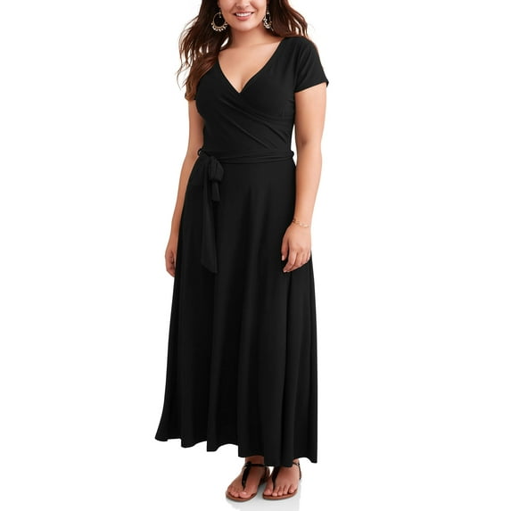 Ella Samani Women's Plus Size Wrap Dress fabric belt attached to the waistline