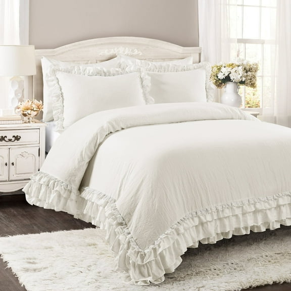 Ella Shabby Chic Ruffle Lace Comforter Set, Multiple Colors