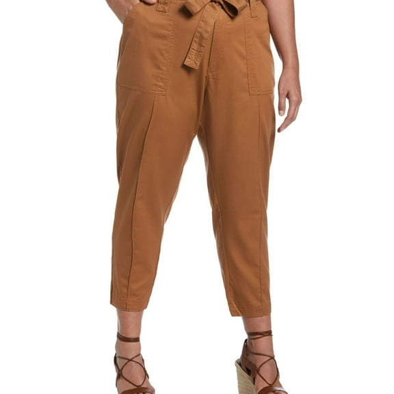 Ella Rafaella Womens Twill High Rise Casual Cargo Pants, Brown, Plus Size, 2X