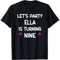 thumbnail image 1 of Ella ninth birthday shirt with name 9 year old girl T-Shirt, 1 of 4