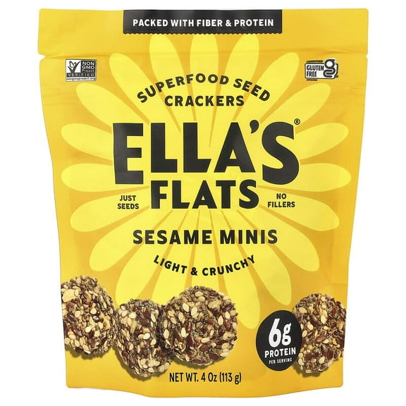 Ella's Flats, Superfood Seed Crackers, Sesame Minis, 4 oz