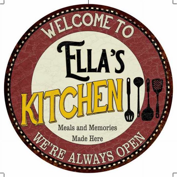 Ella's Kitchen 14" Round Metal Sign Bar Game Room Wall Decor 100140040212