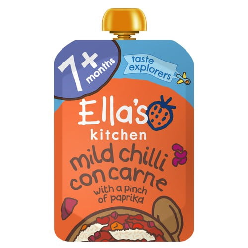 Ella's Kitchen Beef Chilli Con Carne Baby Food Pouch 7+ Months 130g, British Import (Pack of 2)