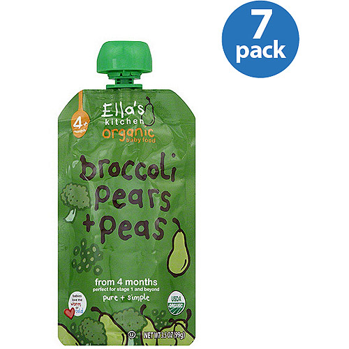 Ella's Kitchen Organic Broccoli, Pears & Peas Baby Food, 3.5 oz (Pack