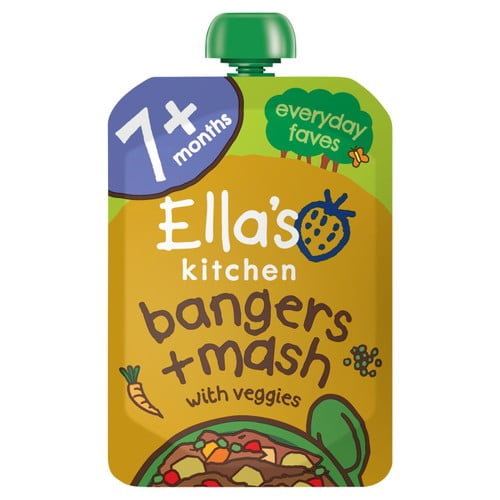 Ella's Kitchen Pork Bangers & Mash Baby Food Pouch 7+ Months 130g, British Import (Pack of 2)