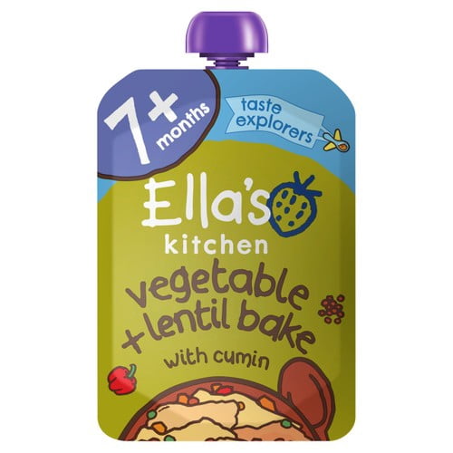 Ella's Kitchen Vegetable & Lentil Bake Baby Food Pouch 7+ Months 130g, British Import (Pack of 2)