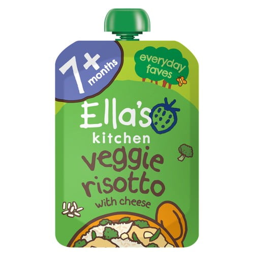 Ella's Kitchen Veggie Risotto with Cheese Baby Food Pouch 7+ Months 130g, British Import (Pack of 2)