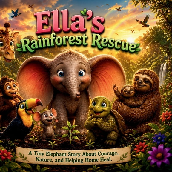Ella, the Big Ear Elephant Ella's Rainforest Rescu: A Heartwarming Picture Book About Courage, Teamwork, Nature, and Helping After a Storm, (Paperback)