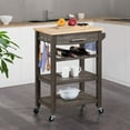thumbnail image 1 of Ellaine 4 Tier Butcher Block Kitchen Cart with Drawer and Wine Rack, Wirebrush Dark Gray/Butcher Block, 1 of 11