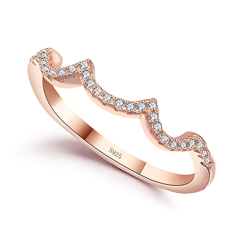 Ellalee Anniversary Band Ring Cz Rose Sterling Silver Women Ginger Lyne ...