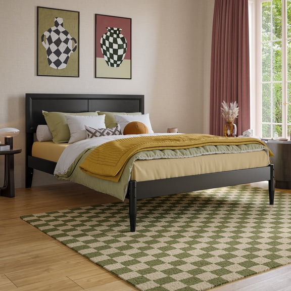 Ellarie Full Solid Wood Platform Bed in Black
