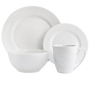 Elle Décor, Round, Bridgette White Porcelain Dinnerware Set, 16-Piece