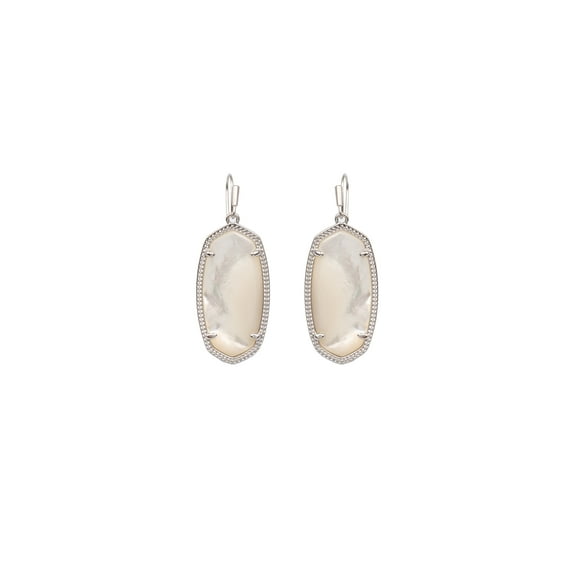 Elle Dangle Earrings in Ivory and Rhodium Plated
