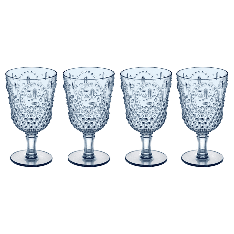 Elle Decor Acrylic Wine Goblets, Set of 4, 15-Ounce, Unbreakable Acrylic  Wine Glasses, Shatterproof Long Stemmed Glasses, Bar Drinking Cups, Clear