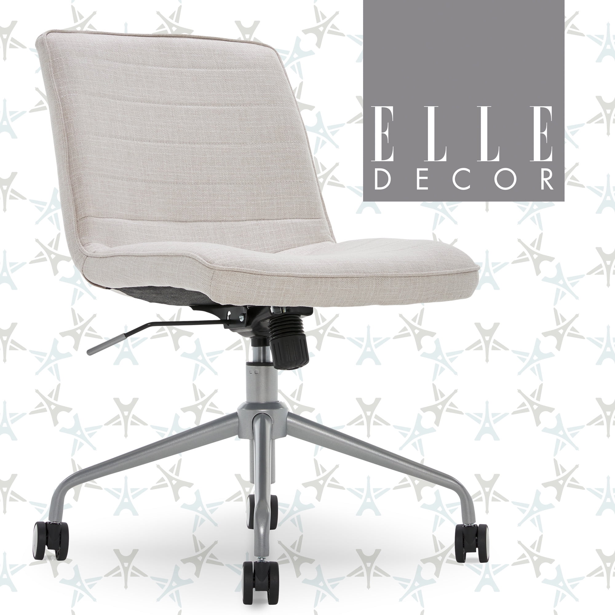 Ivory White High-Back Armless Task Chair with Polished Metal Base