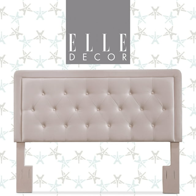 Elle Decor Amery Tufted Upholstered Queen Size Headboard with Adjustable Height, Pink