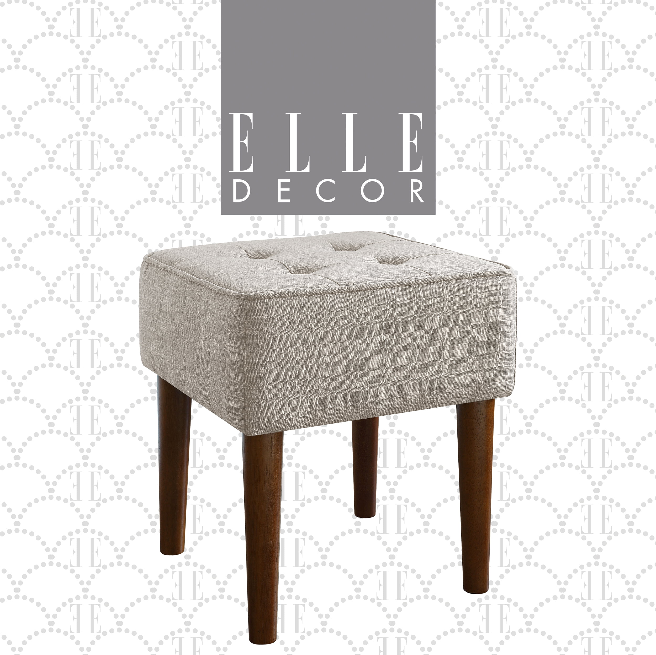 Elle Decor Aria Square Tufted Stool French Dove