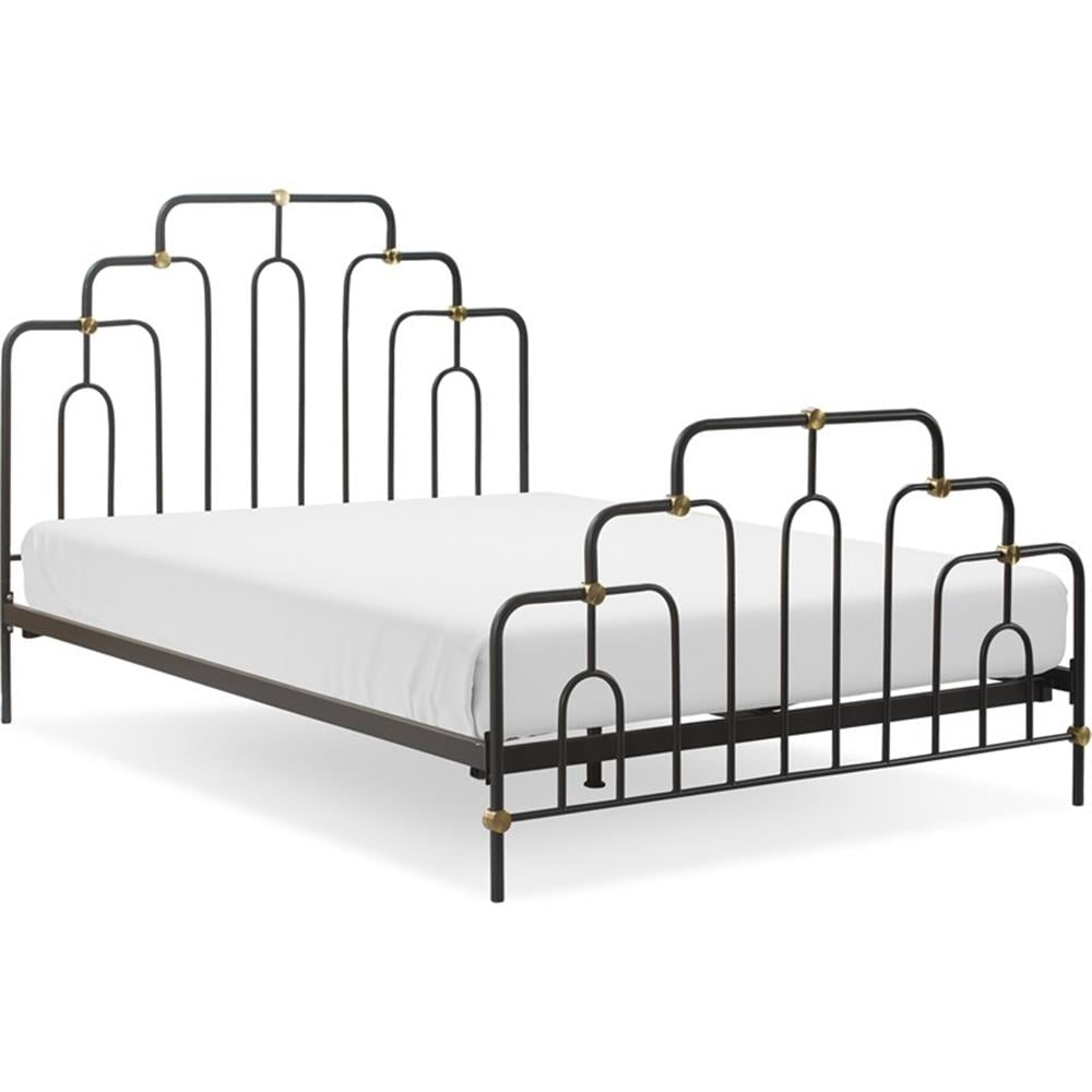 Astrid Queen Bed with Brass and Black Metal Frame and Headboard
