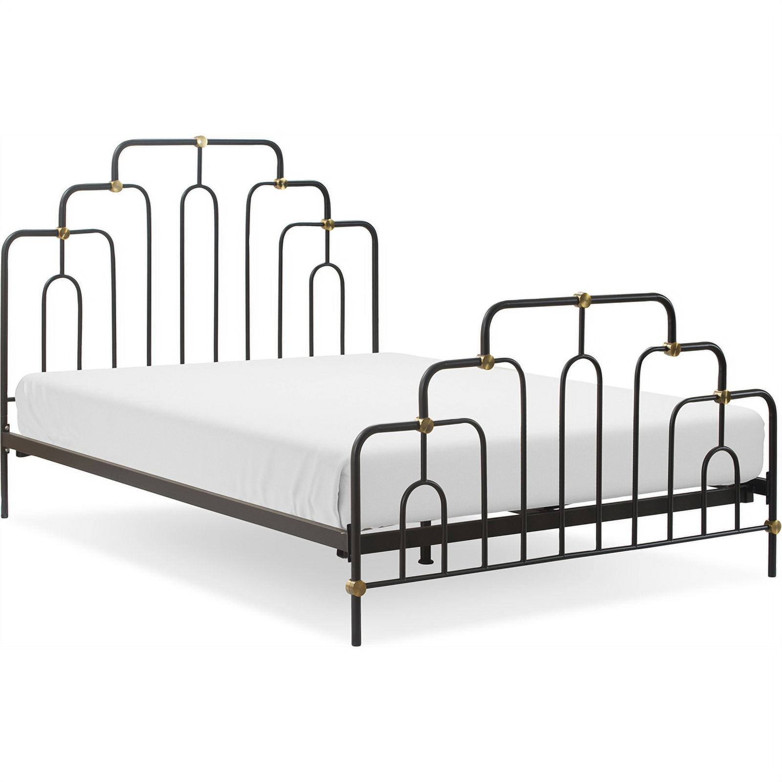 Astrid Queen Bed with Brass and Black Metal Frame and Headboard