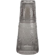 Elle Decor Bedside Water Carafe with Tumbler Set, 33-Ounce, Smoke Gray