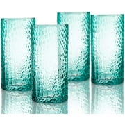 Elle Decor Bistro Croc 4 Piece Set Highball Glass Drinkware, 15.5 Oz - Green